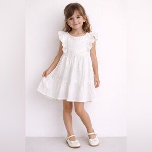 NWOT: Kids White Ruffle Dress
